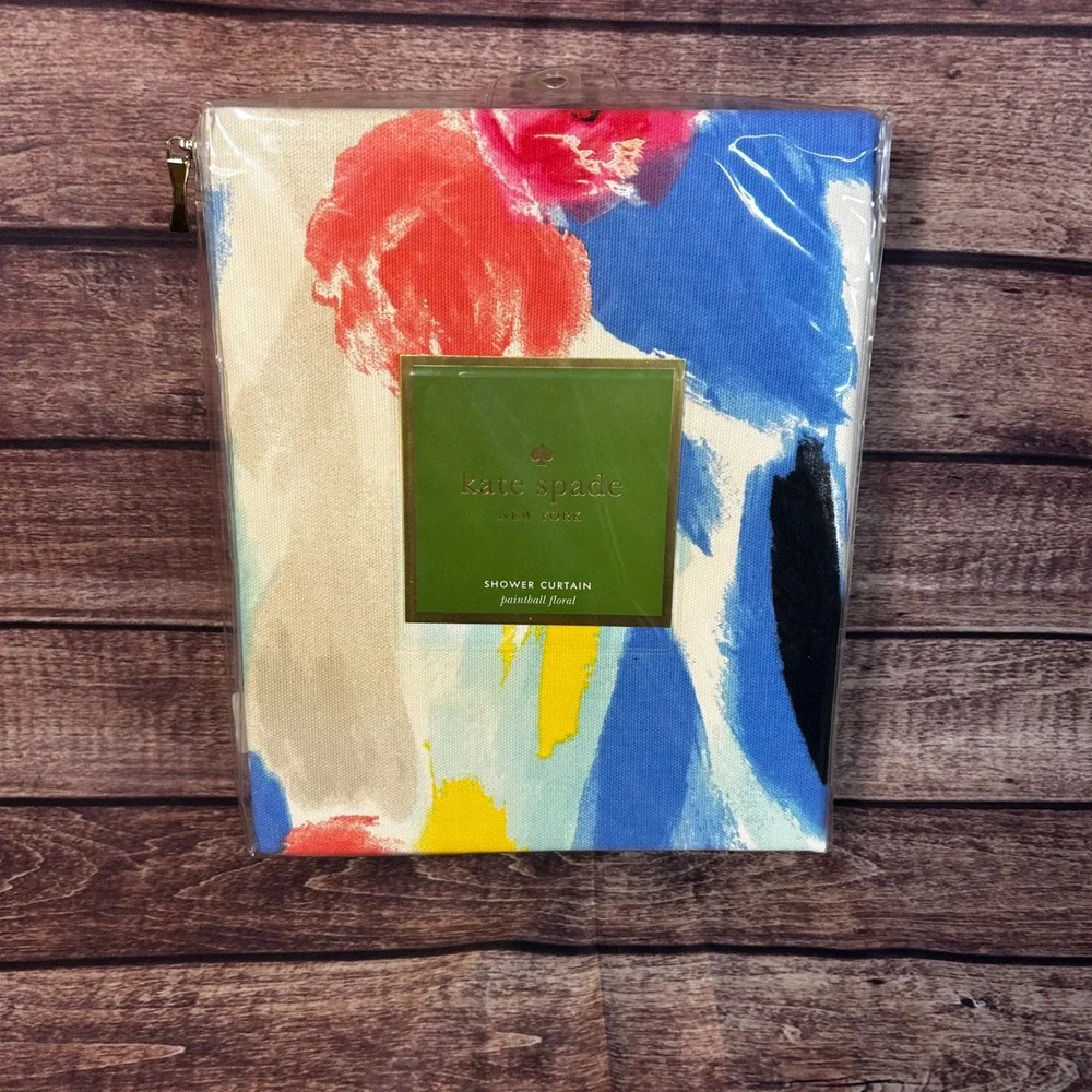 Kate Spade Paintball Floral Shower Curtain Multi Color 100% Cotton 72x72 New